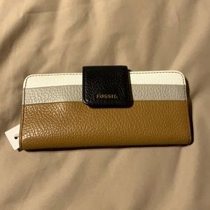 Fossil multi colored leather wallet, new with tags